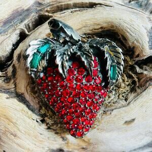 1960s PELL Strawberry Pins Rhinestone Brooch